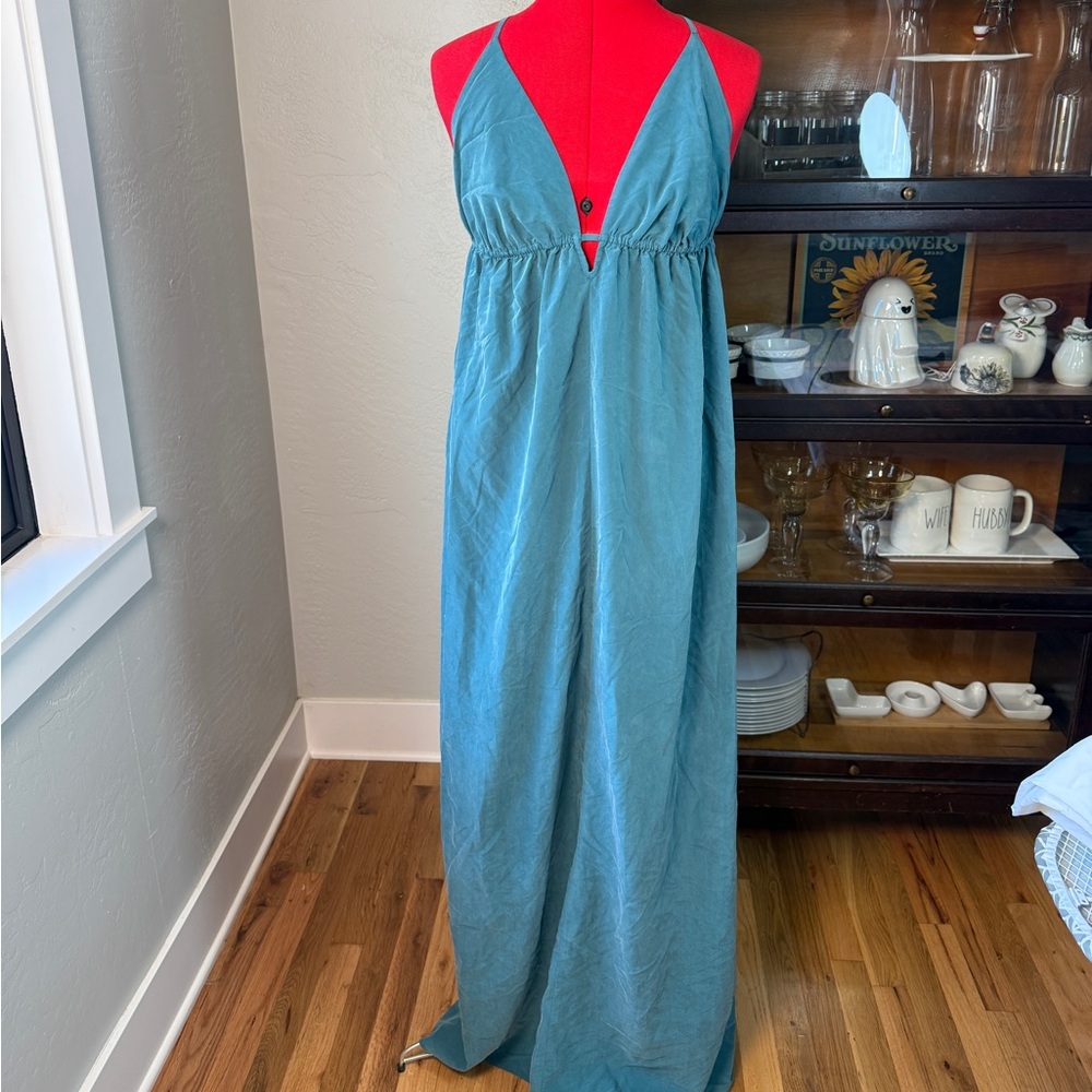silence + noise Teal V-Neck Maxi Dress
